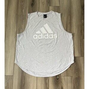 Adidas White Sleeveless Logo Tank Mens Sz 2XL